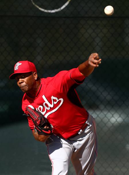 Alcuni immagini del pitcher di Cincinnati. Chapman  ai Reds dal 2010. Reuters